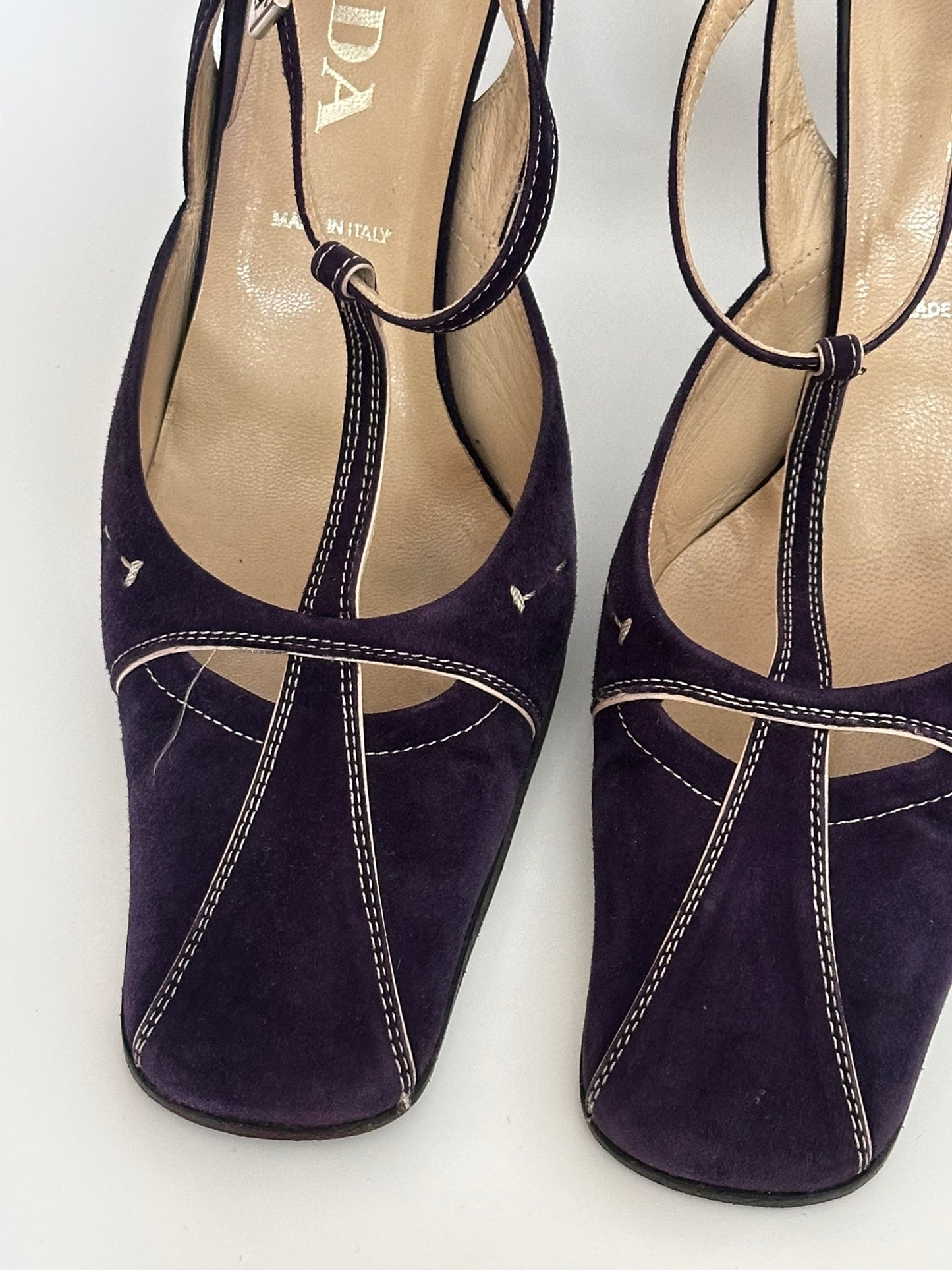 Prada 2000s Purple T-Strap Pumps, IT 38.5