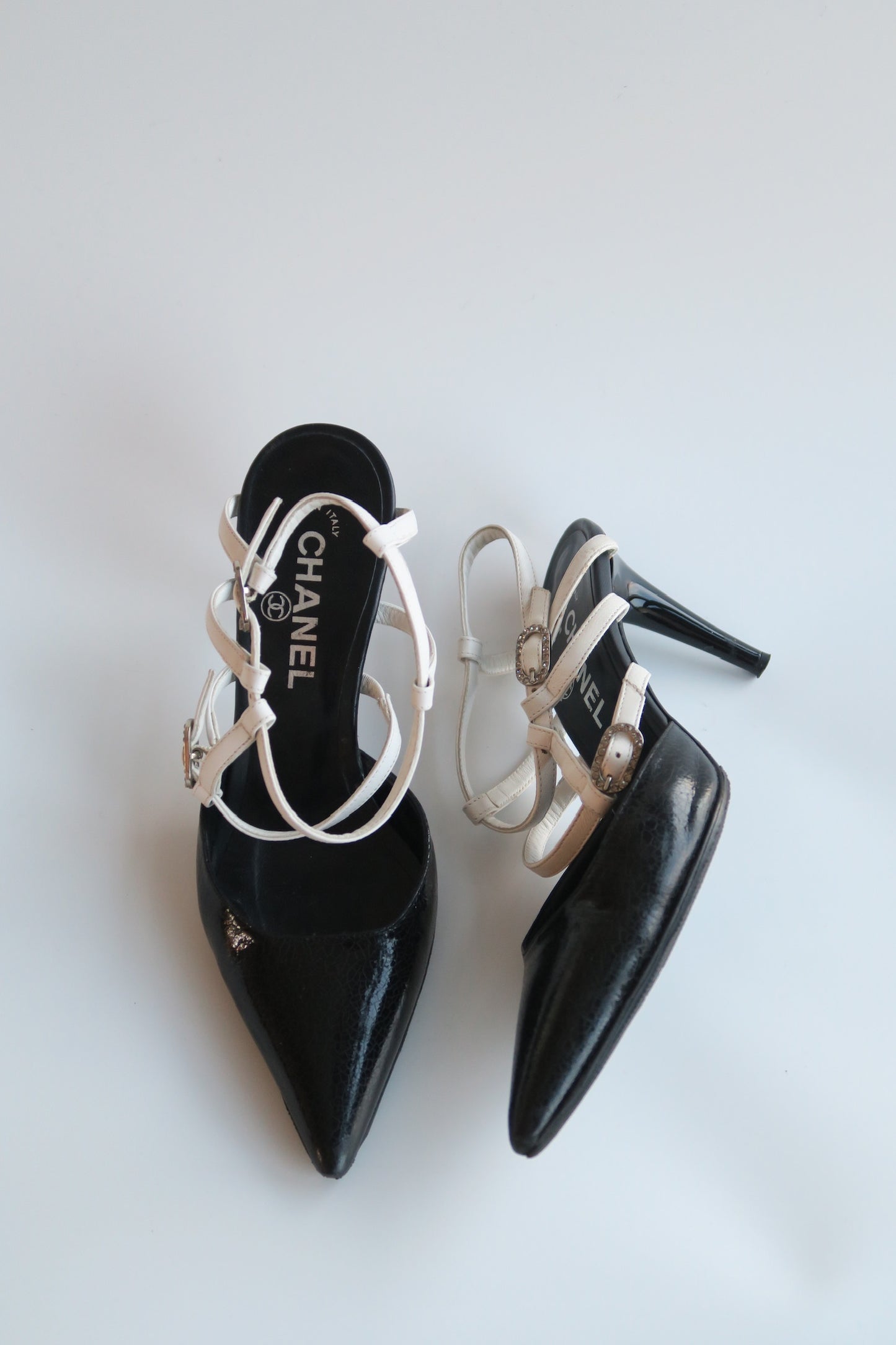 Chanel Cracked Leather Heels, IT 35.5