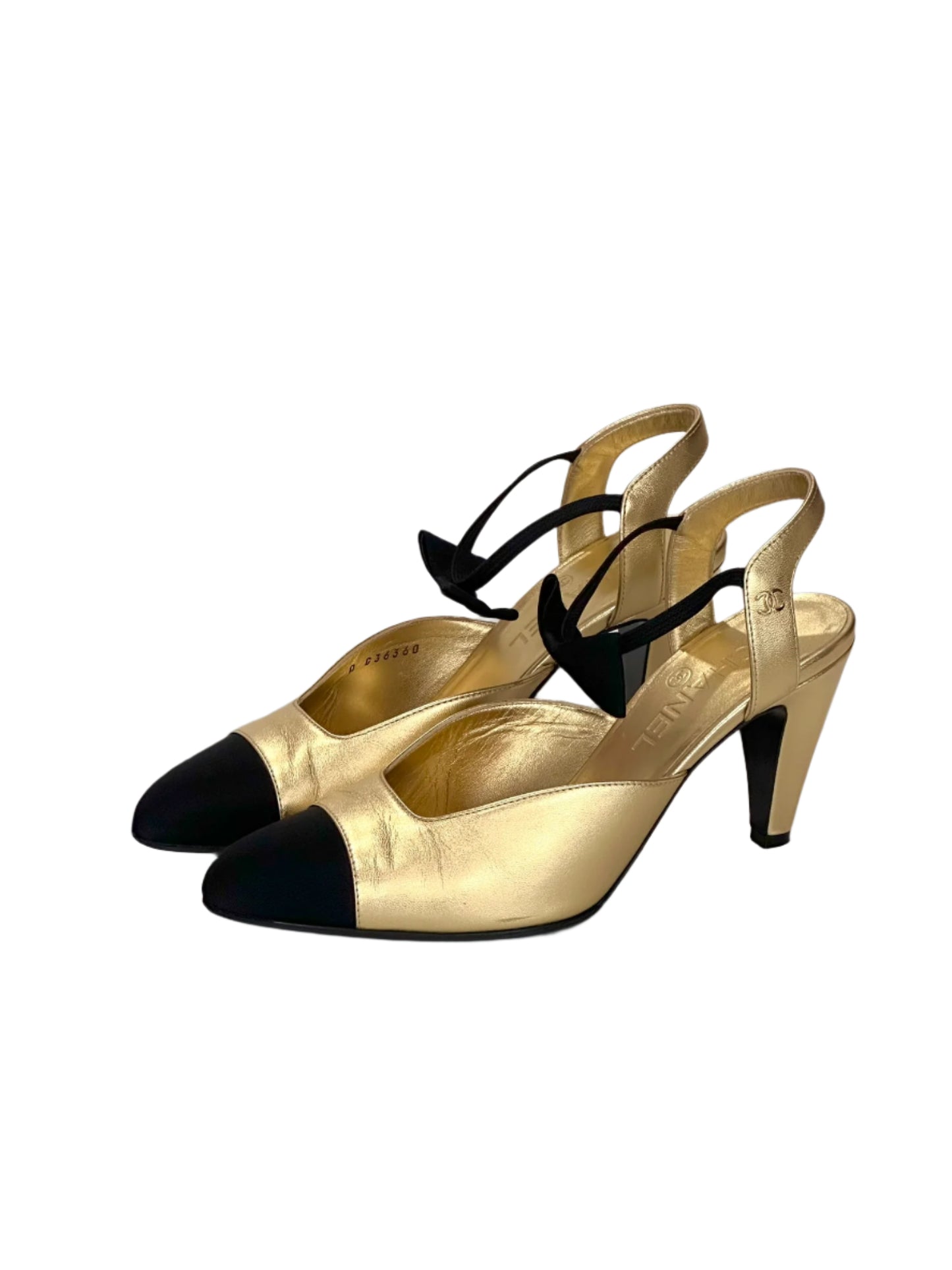 Chanel Métiers d'Art 2020 Gold Slingback Heels, IT 37.5