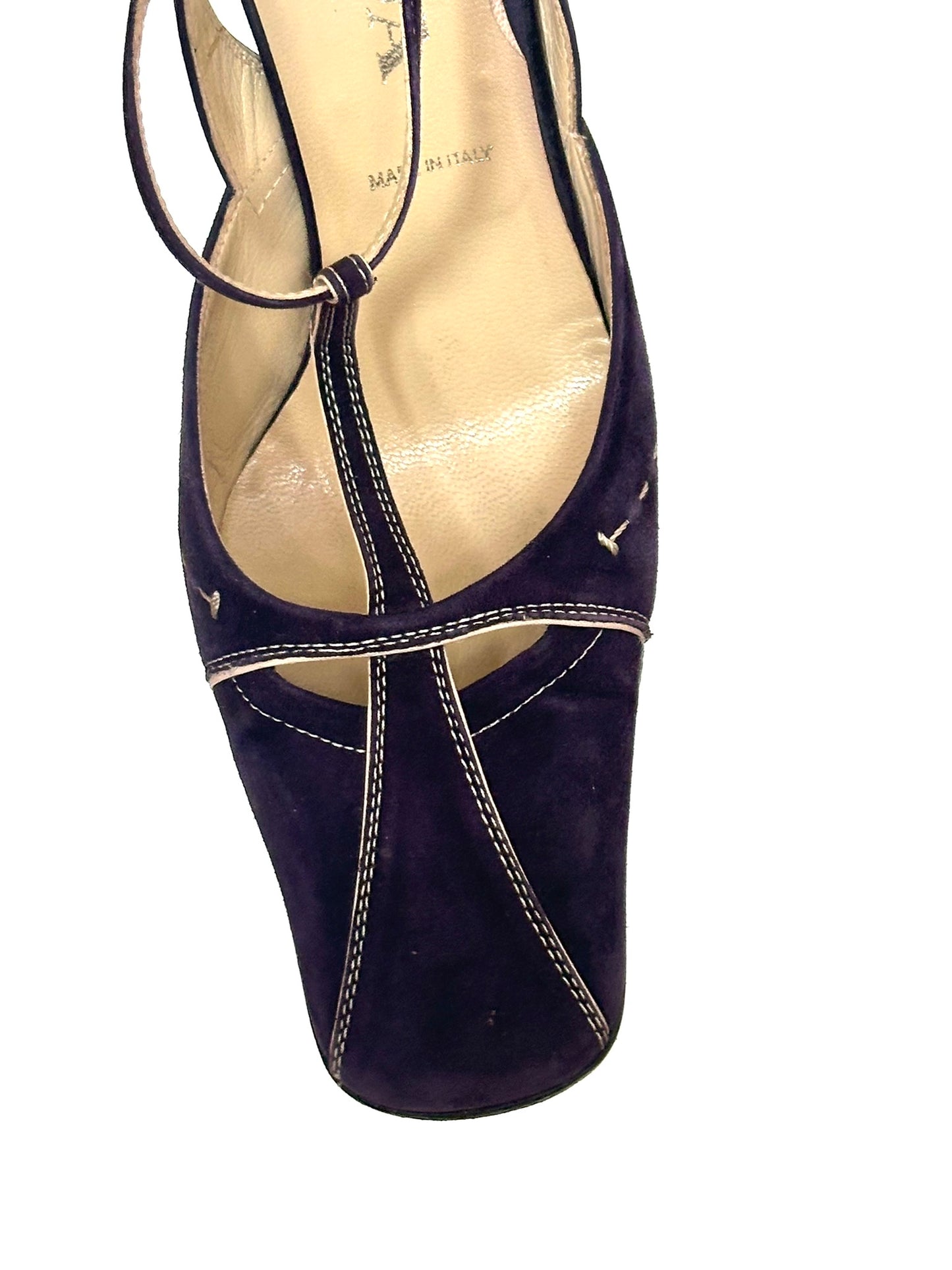 Prada 2000s Purple T-Strap Pumps, IT 38.5