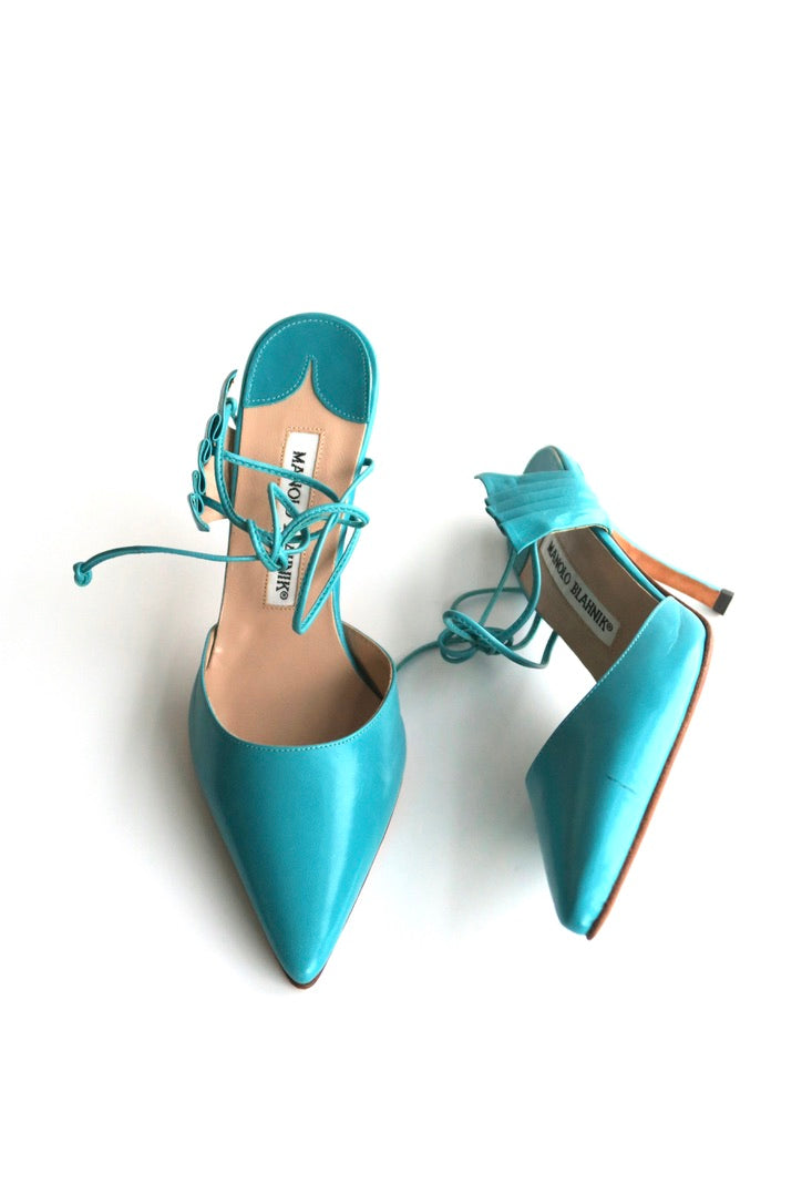 Manolo Blahnik Turquoise Heels, IT 35