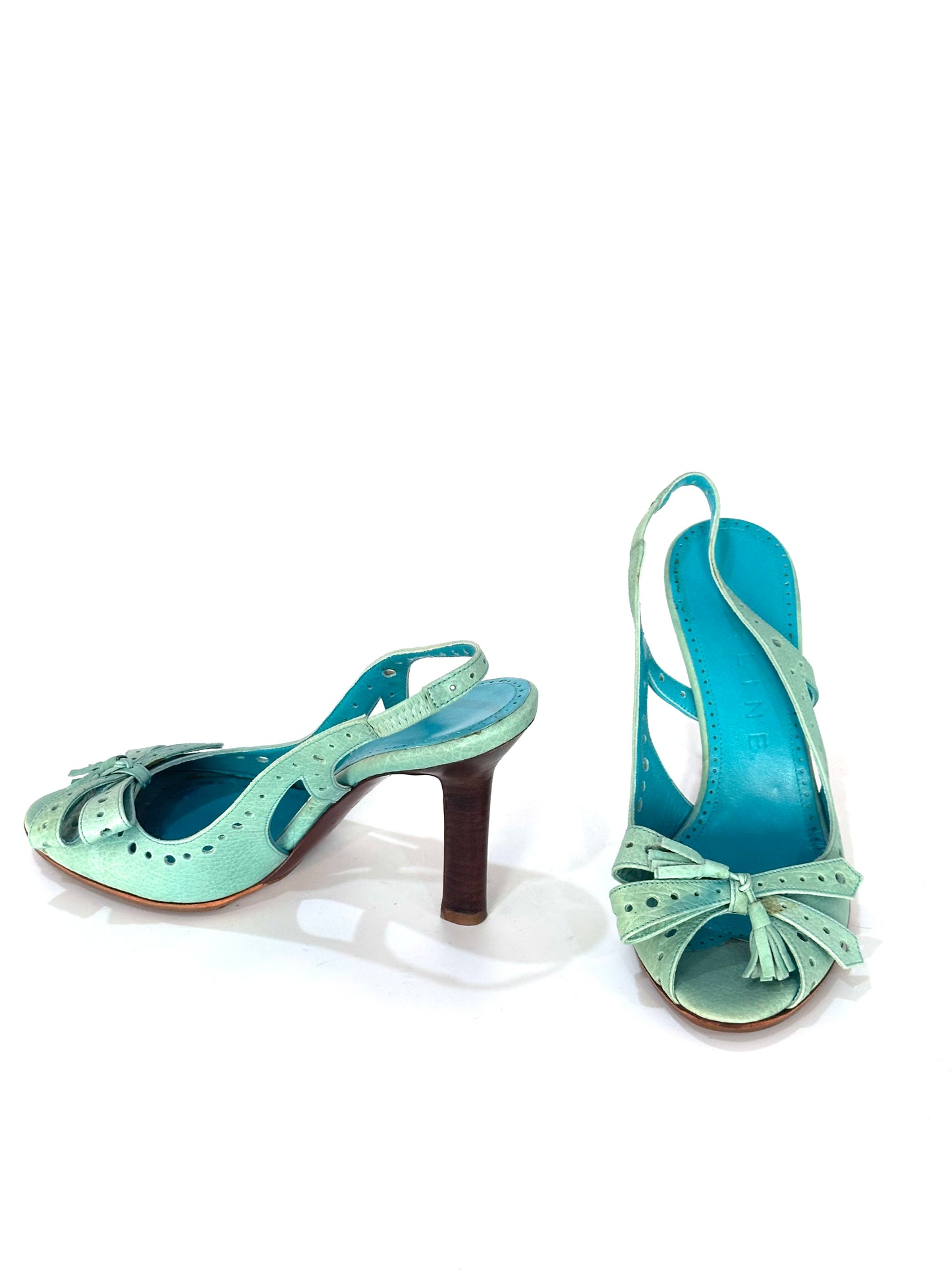 CELINE SS2003 Turquoise Sandals, IT 35.5