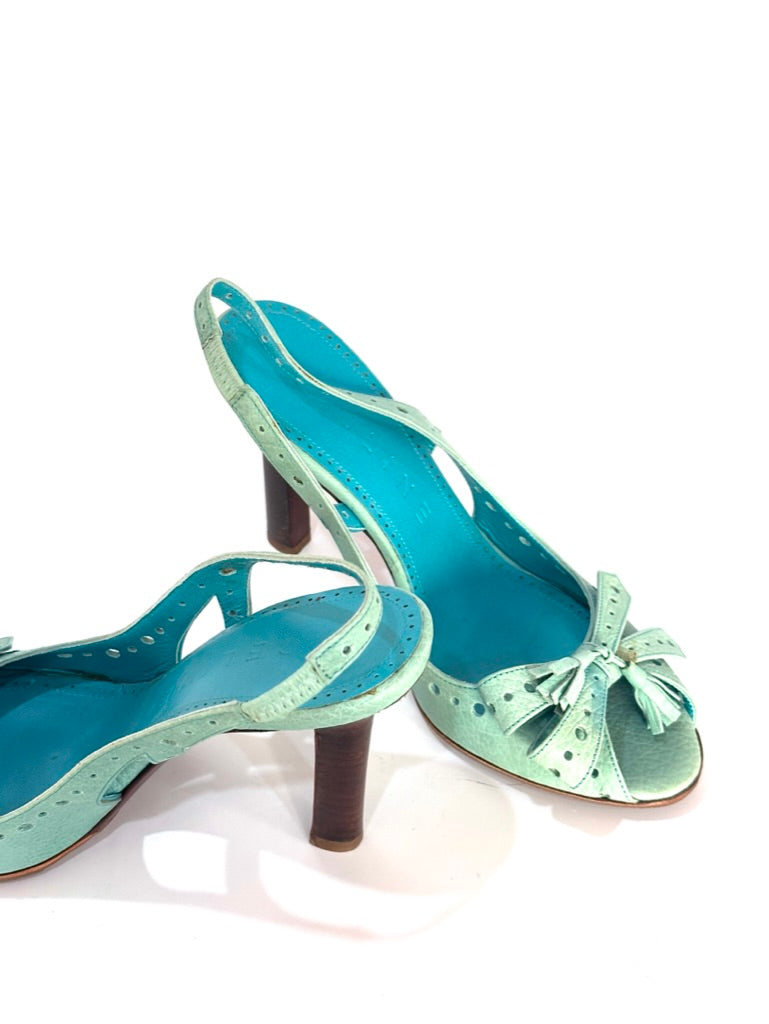 CELINE SS2003 Turquoise Sandals, IT 35.5
