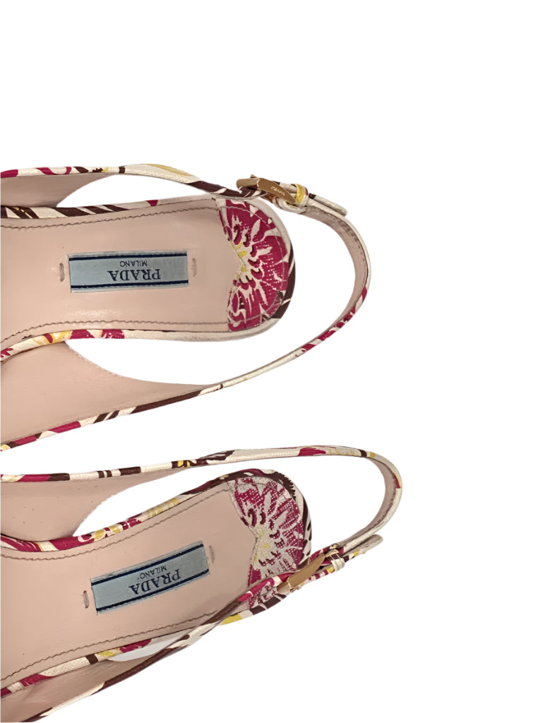 Prada Floral Slingback Sandals, IT 37