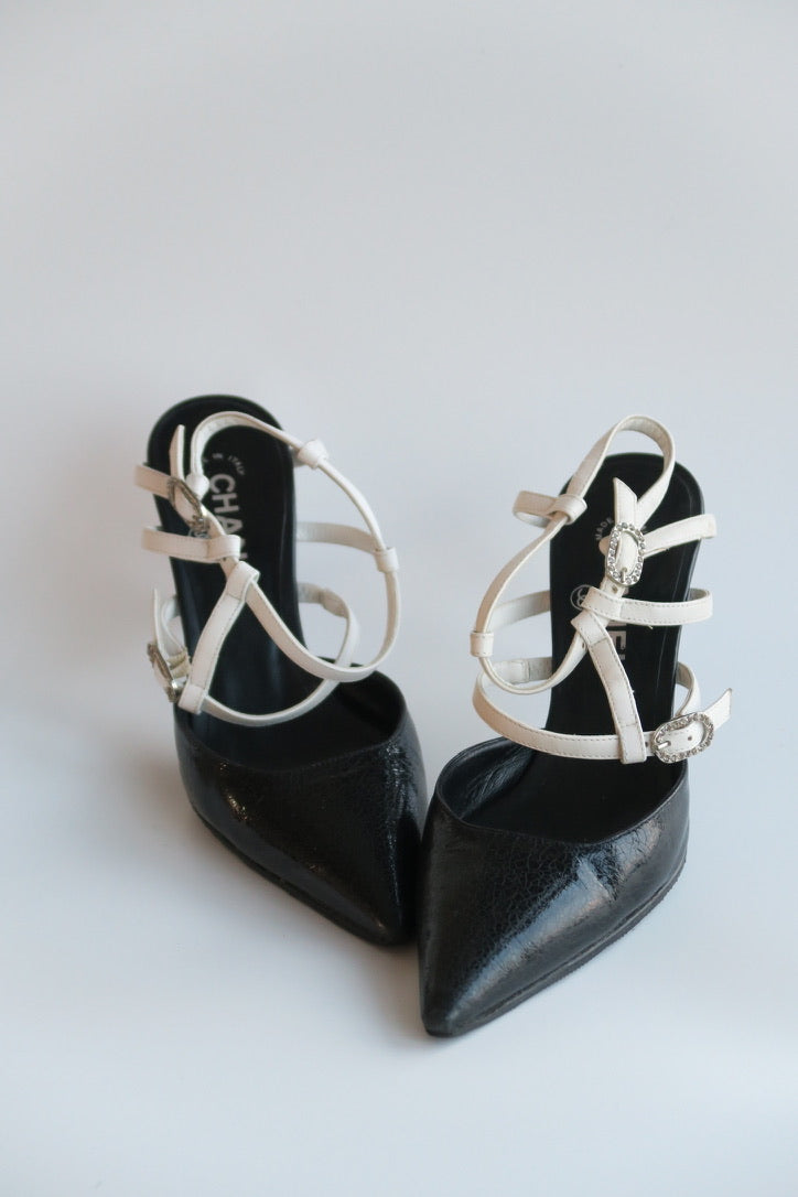 Chanel Cracked Leather Heels, IT 35.5