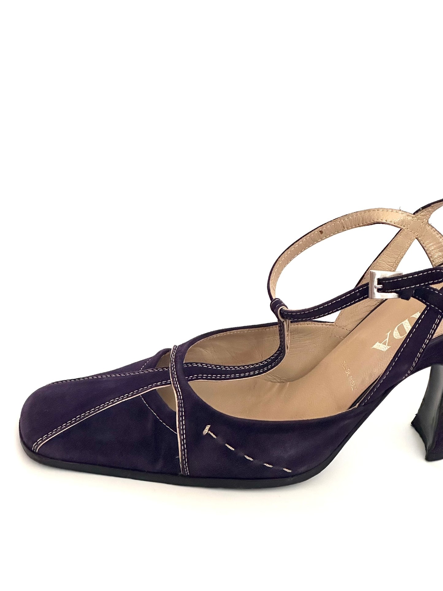 Prada 2000s Purple T-Strap Pumps, IT 38.5