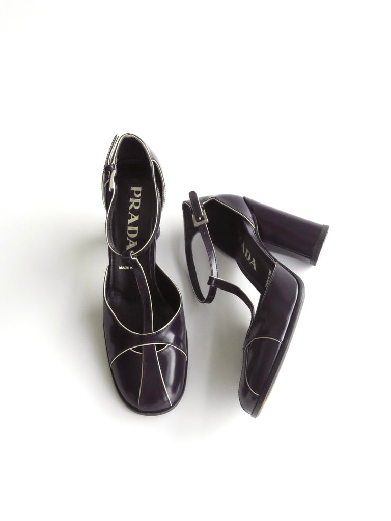Prada Purple T-Strap Pumps Legally Blonde, IT 35.5