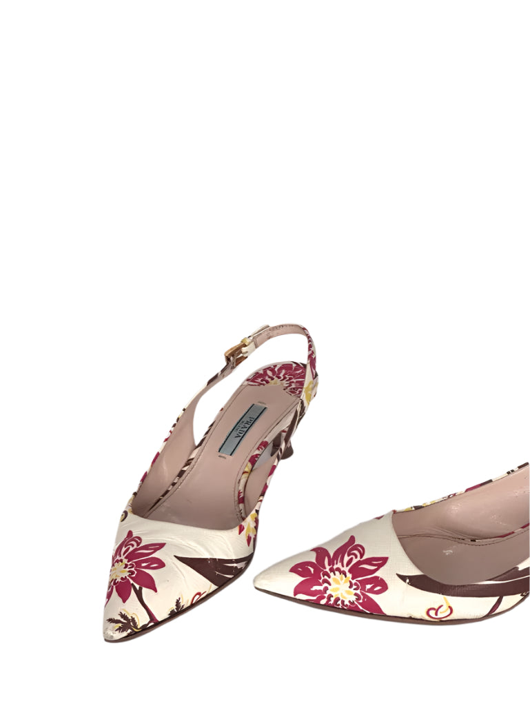 Prada Floral Slingback Sandals, IT 37