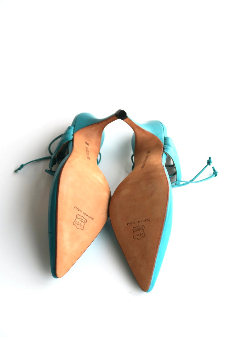 Manolo Blahnik Turquoise Heels, IT 35