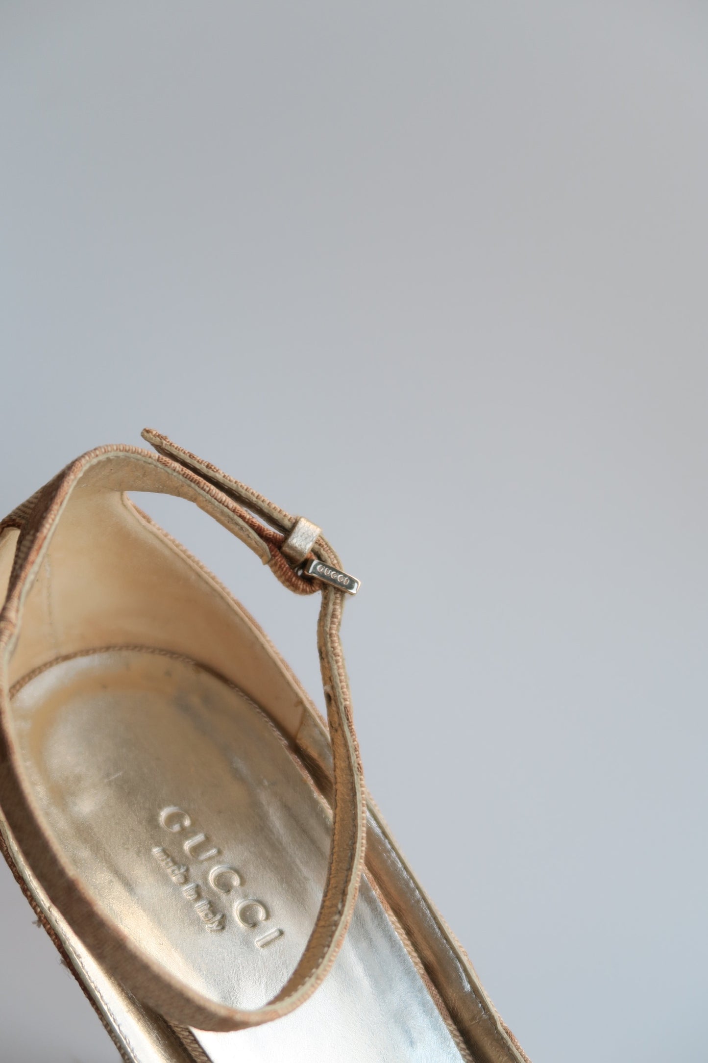 Gucci Beige GG Monogram Wedge Heels, IT 36