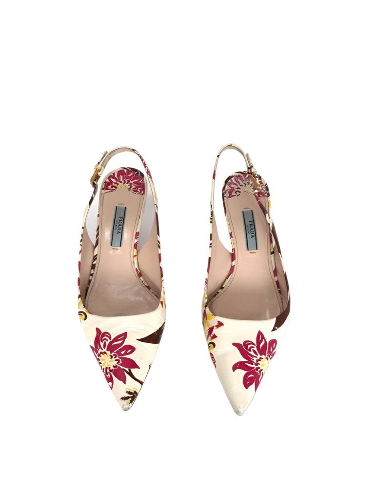 Prada Floral Slingback Sandals, IT 37