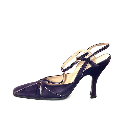 Prada 2000s Purple T-Strap Pumps, IT 38.5