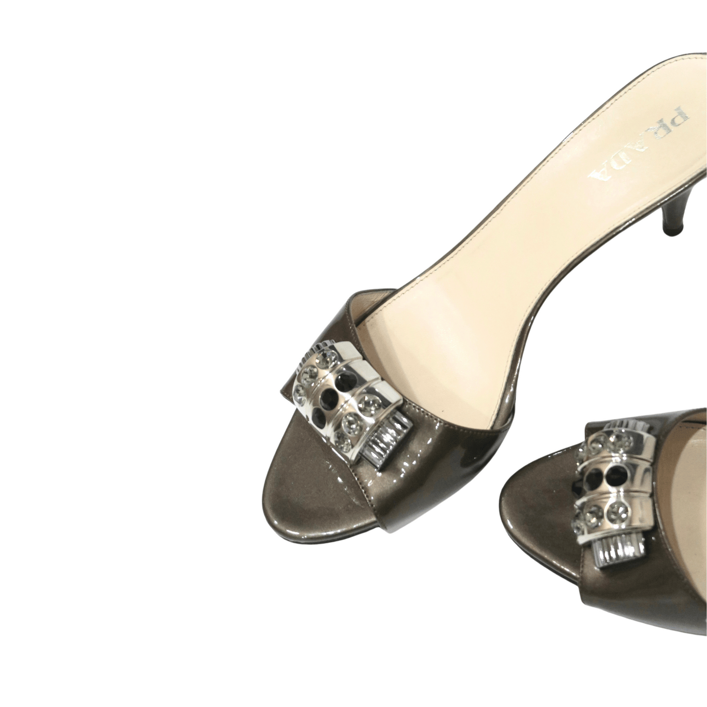 Prada Bronze Patent Sandals, IT 39