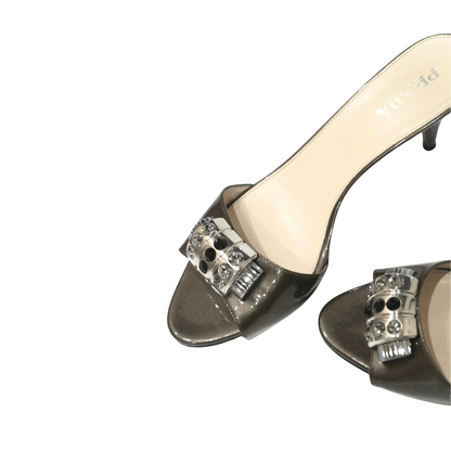 Prada Bronze Patent Sandals, IT 39