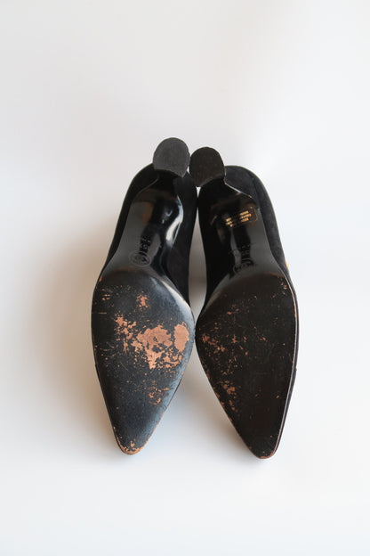 Chanel 90s Vintage Suede Heels, IT 35.5