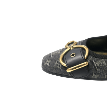 Louis Vuitton Denim Buckle Heels, IT 37.5