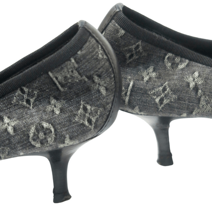 Louis Vuitton Denim Buckle Heels, IT 37.5