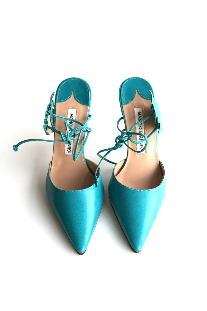 Manolo Blahnik Turquoise Heels, IT 35