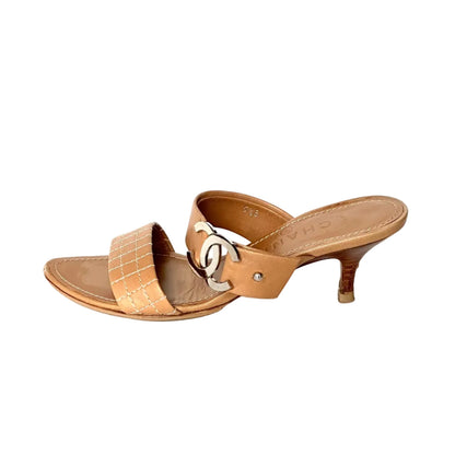 Chanel Tan Quilted Leather Sandals, IT 35.5