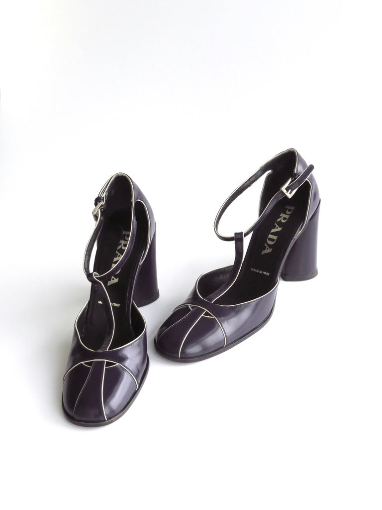 Prada Purple T-Strap Pumps Legally Blonde, IT 35.5