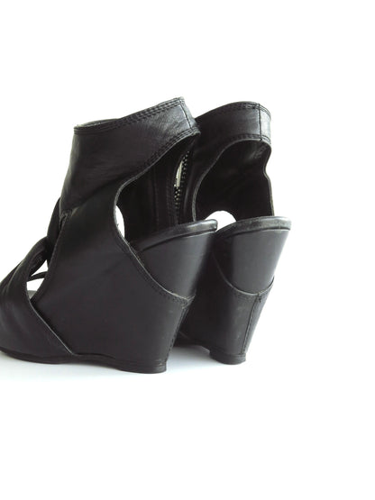 Rick Owens Black Criss Cross Wedge Heels, IT 37