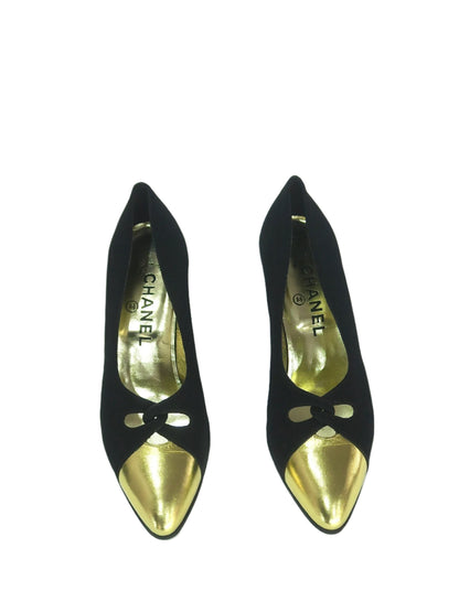 Chanel 90s Black Gold Pumps, IT 36