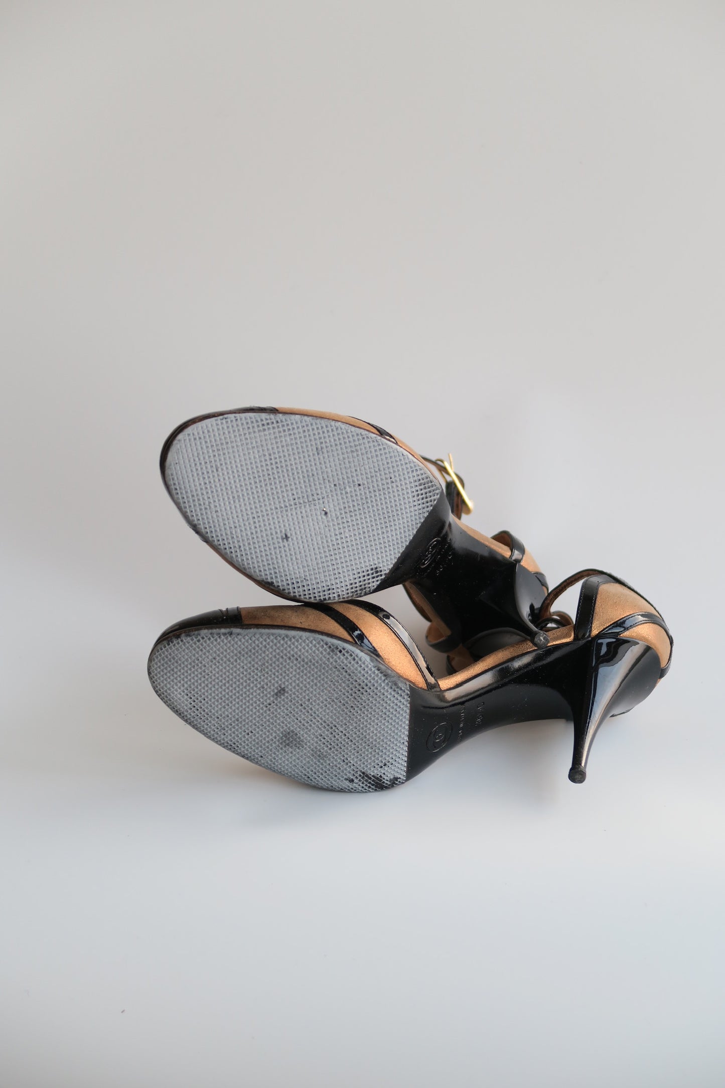 Chanel Gold Ankle Strap Heels, IT 36.5