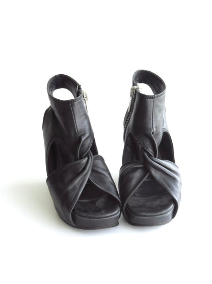 Rick Owens Black Criss Cross Wedge Heels, IT 37