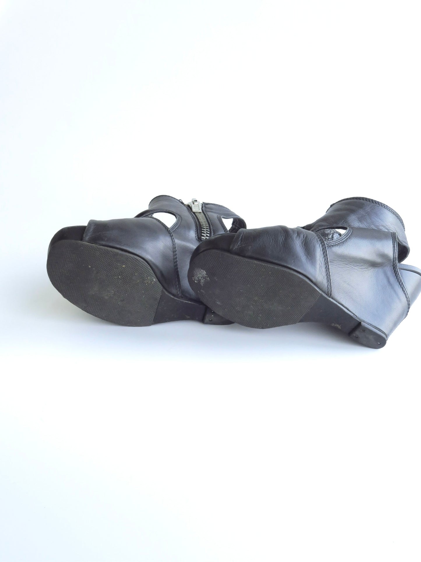 Rick Owens Black Criss Cross Wedge Heels, IT 37