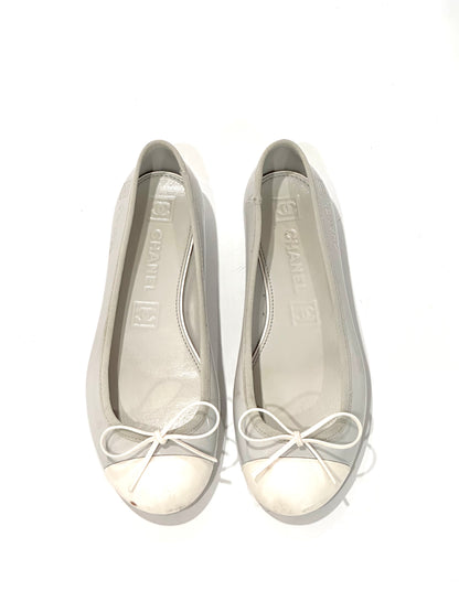 Chanel CC Grey Ballet Flats, IT 37