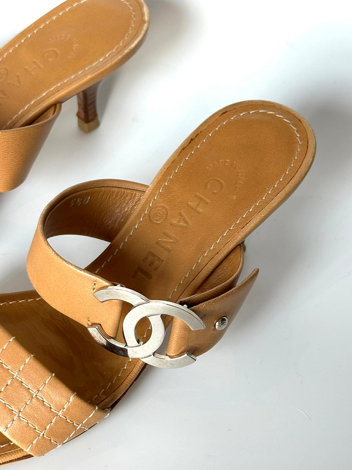Chanel Tan Quilted Leather Sandals, IT 35.5