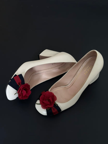 Gucci Flower Block Heels, IT 35.5