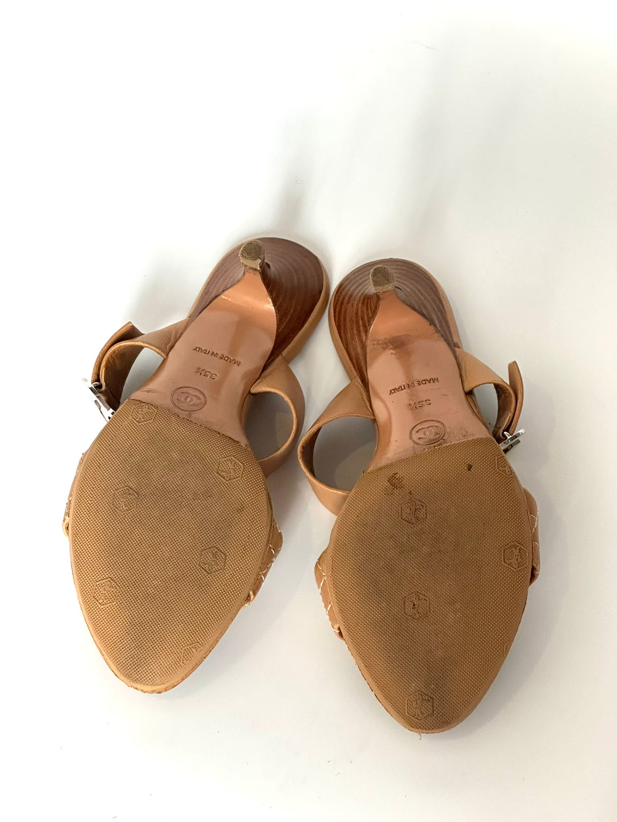Chanel Tan Quilted Leather Sandals, IT 35.5
