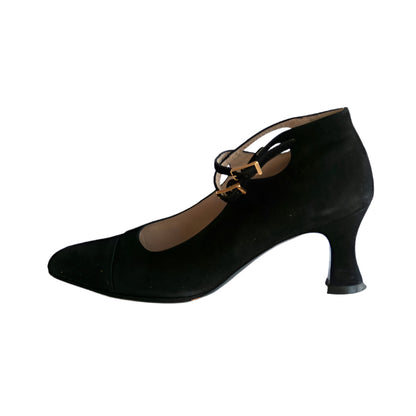Chanel 90s Vintage Suede Heels, IT 35.5