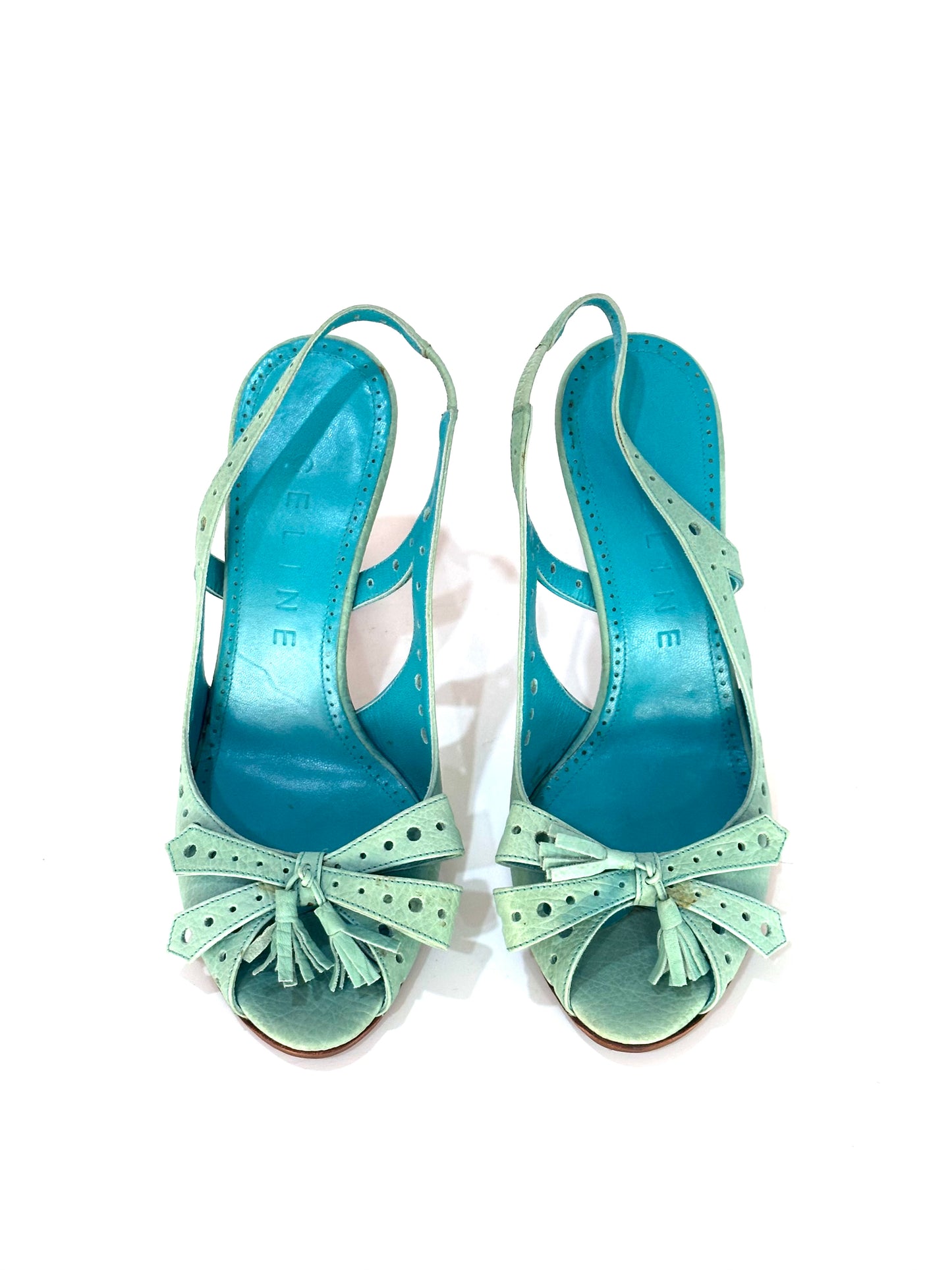 CELINE SS2003 Turquoise Sandals, IT 35.5