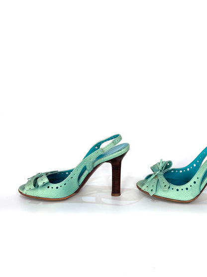CELINE SS2003 Turquoise Sandals, IT 35.5