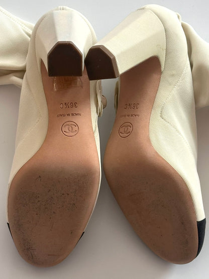 Chanel Resort 2011 Ecru Camellia Boots, IT 36.5