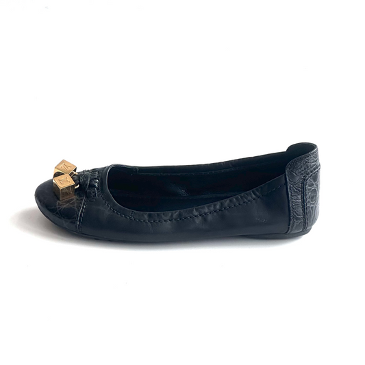 Louis Vuitton Black Leather Dice Ballet Flats, IT 35