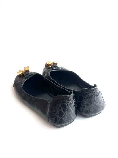 Louis Vuitton Black Leather Dice Ballet Flats, IT 35
