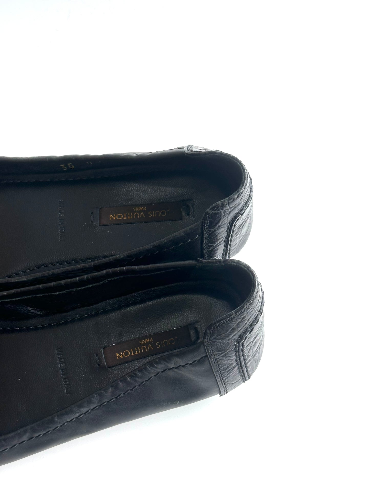 Louis Vuitton Black Leather Dice Ballet Flats, IT 35