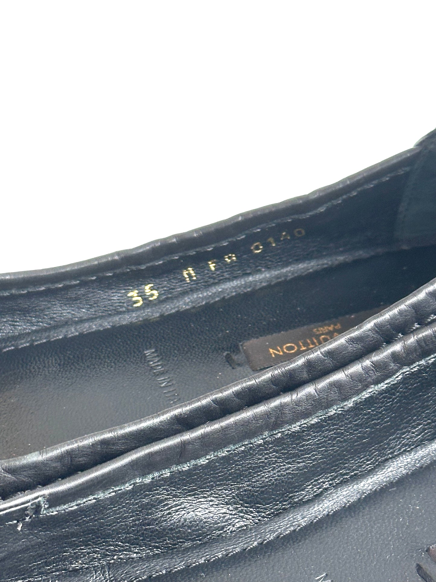 Louis Vuitton Black Leather Dice Ballet Flats, IT 35