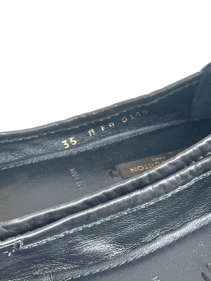 Louis Vuitton Black Leather Dice Ballet Flats, IT 35