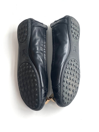 Louis Vuitton Black Leather Dice Ballet Flats, IT 35