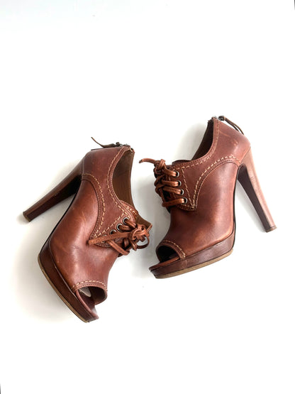 Miu Miu Peep Toe Brown Heels, IT 36.5