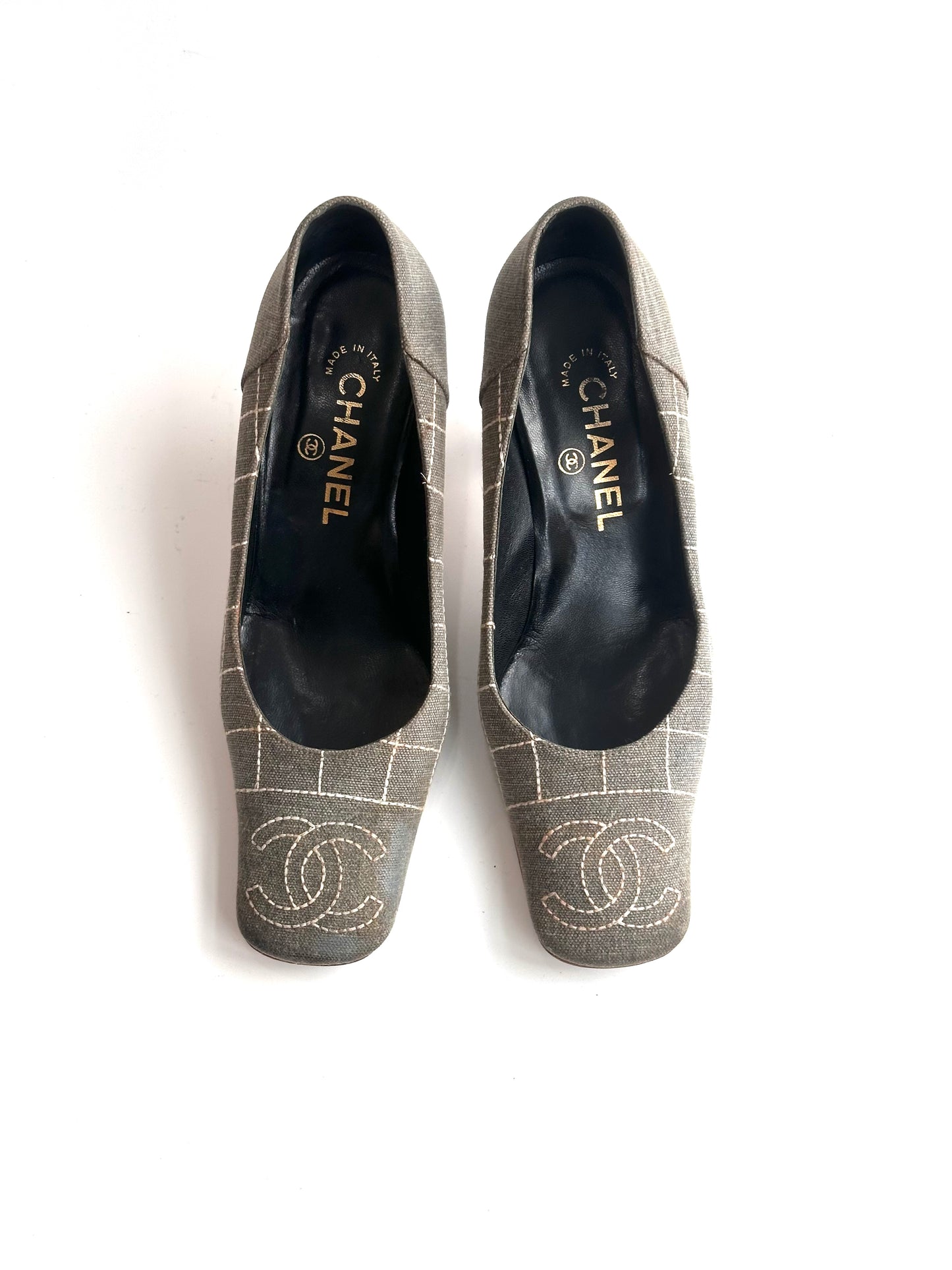 Chanel Denim Wooden Heels, IT 36