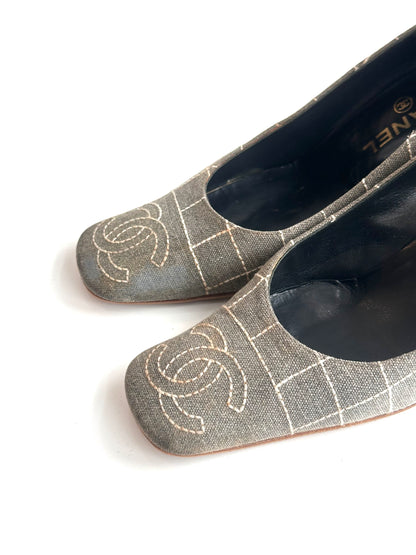 Chanel Denim Wooden Heels, IT 36