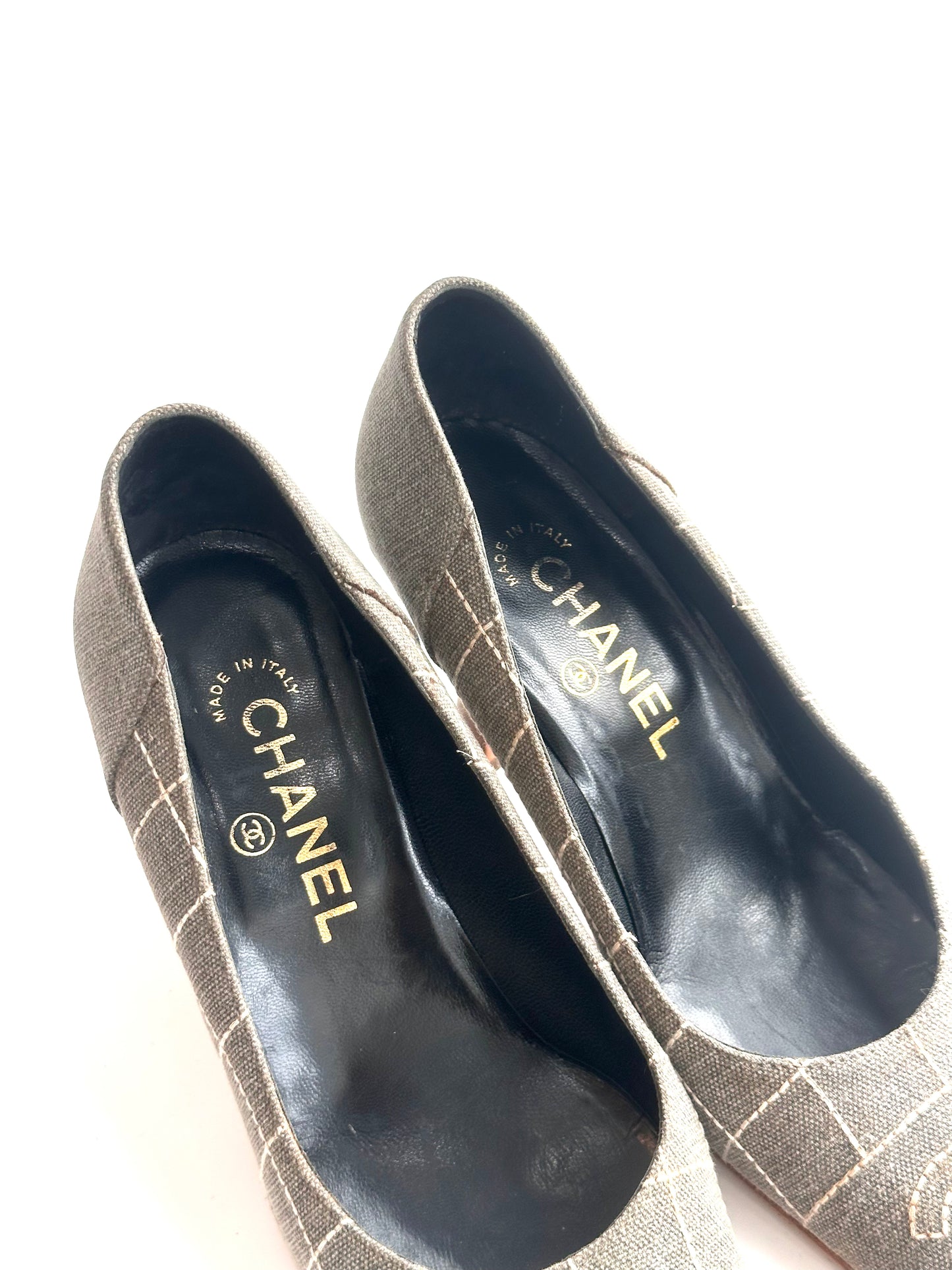 Chanel Denim Wooden Heels, IT 36