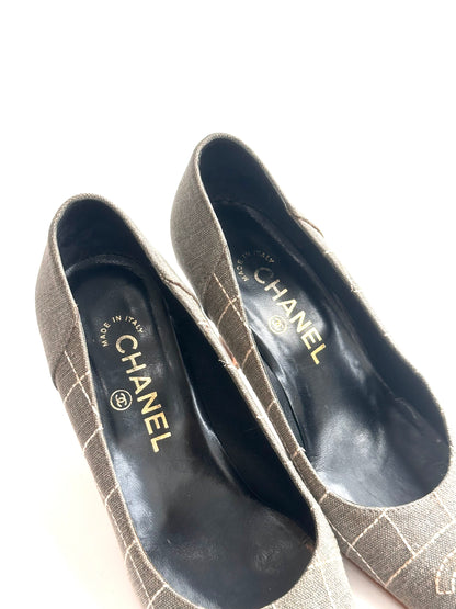 Chanel Denim Wooden Heels, IT 36