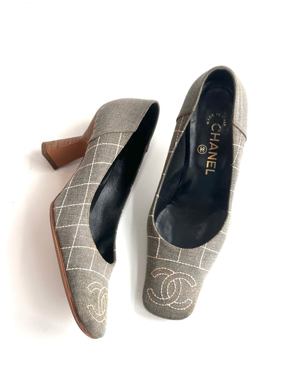 Chanel Denim Wooden Heels, IT 36