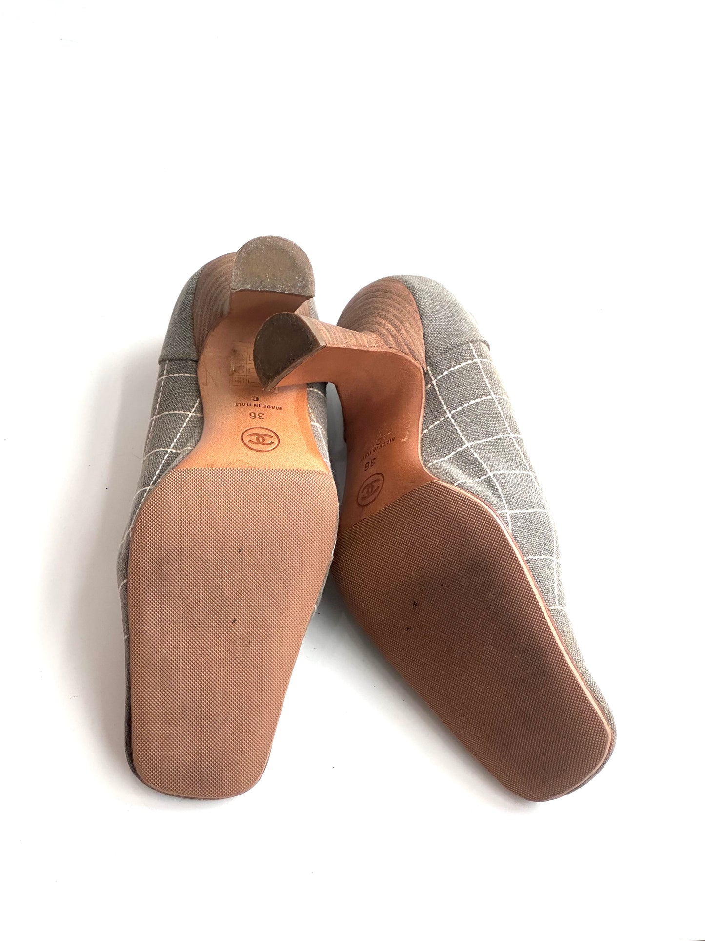 Chanel Denim Wooden Heels, IT 36